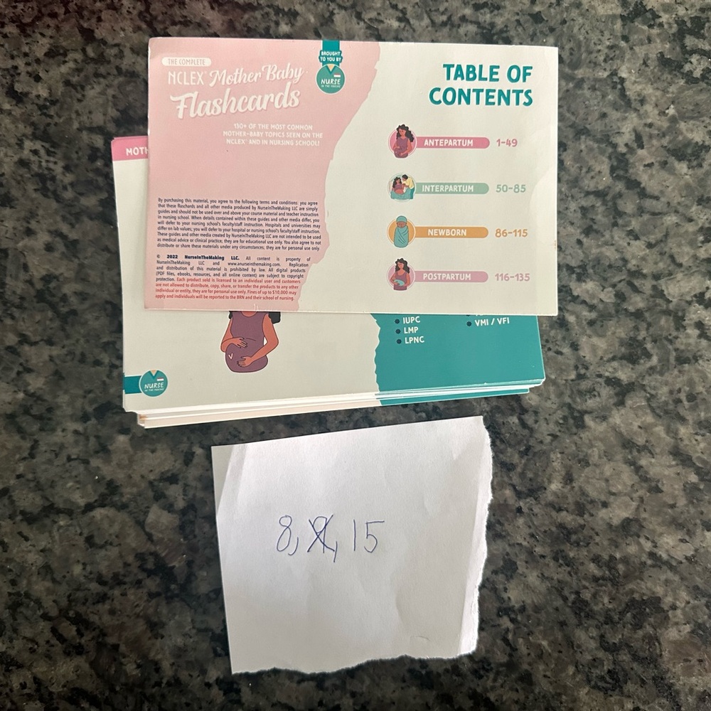 nursing in the making Mother baby flash cards
